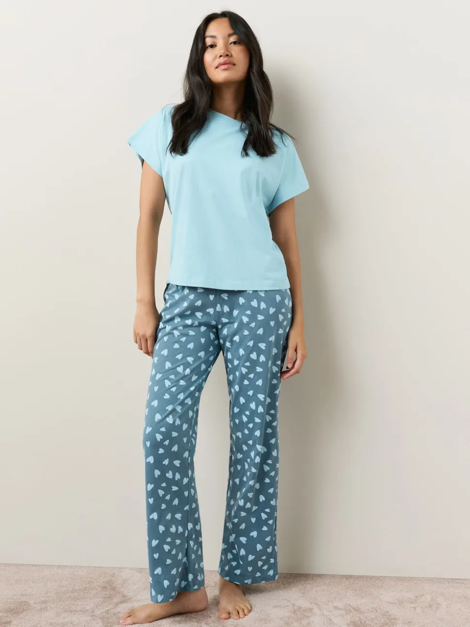 Blue Heart Short Sleeve Pyjamas