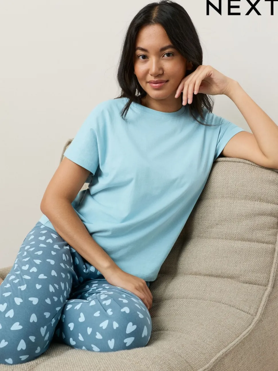 Blue Heart Short Sleeve Pyjamas