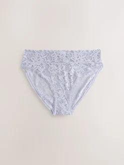 Blue High Leg All Over Lace Knickers 3 Pack