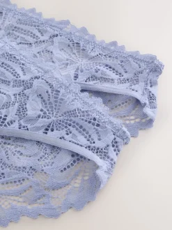 Blue High Leg Ultimate Comfort Lace Knickers 2 Pack