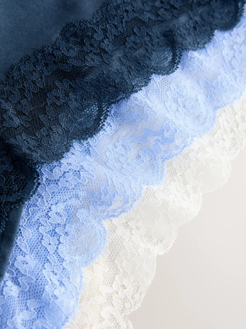 Blue High Waist High Leg Cotton and Lace Knickers 7 Pack