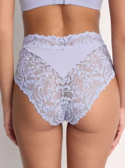 Blue High Waist High Leg Ultimate Comfort Lace Knickers 2 Pack