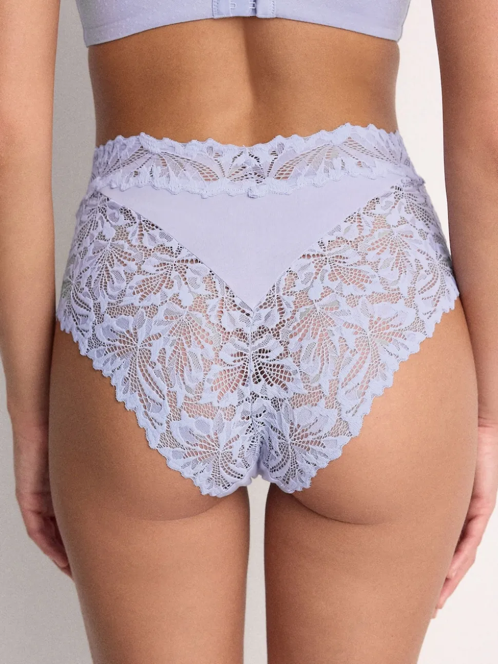 Blue High Waist High Leg Ultimate Comfort Lace Knickers 2 Pack