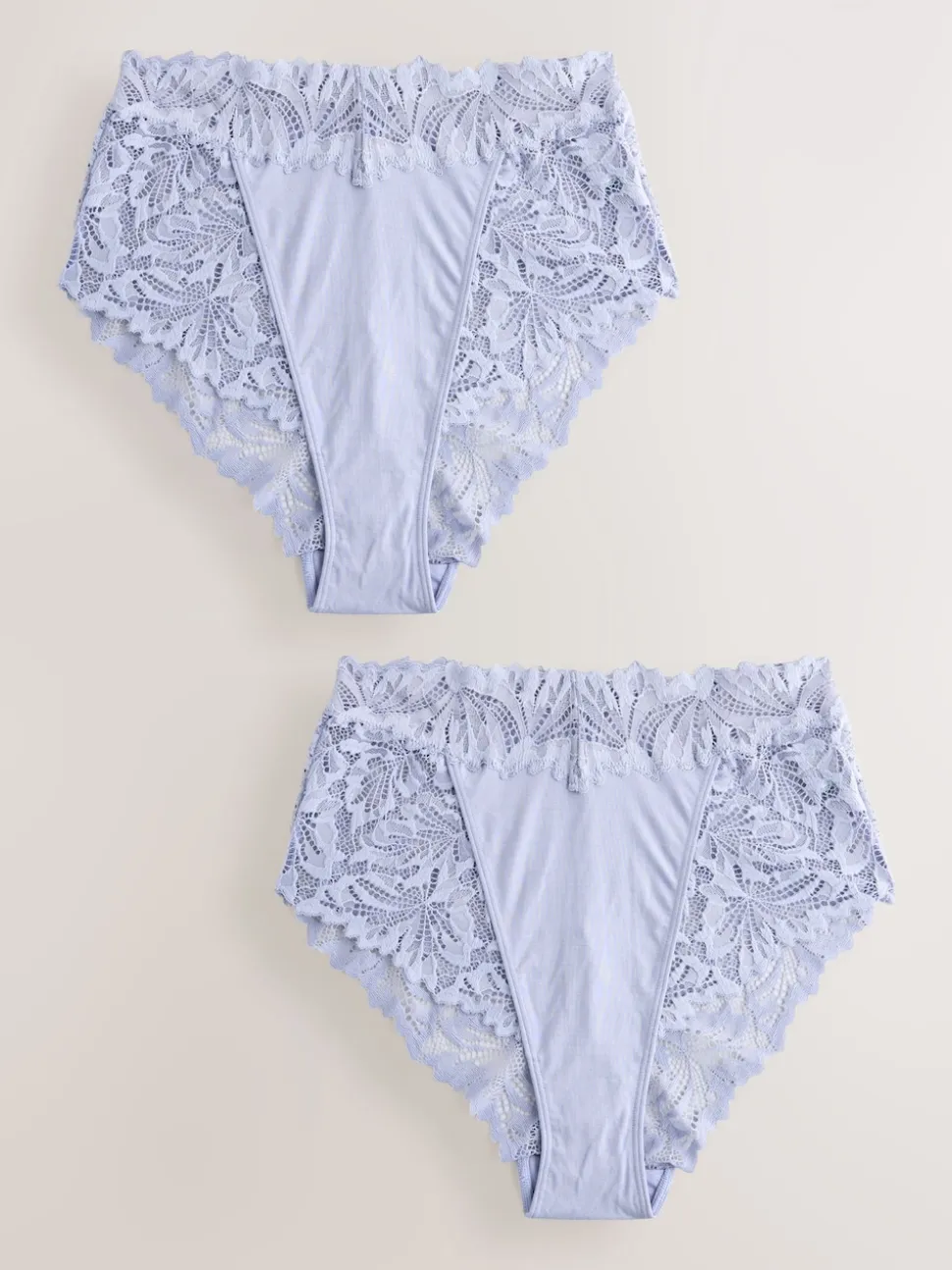 Blue High Waist High Leg Ultimate Comfort Lace Knickers 2 Pack