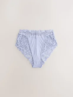 Blue High Waist High Leg Ultimate Comfort Lace Knickers 2 Pack