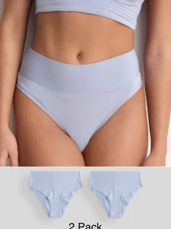 Blue High Waist High Leg Ultimate Comfort Knickers 2 Pack