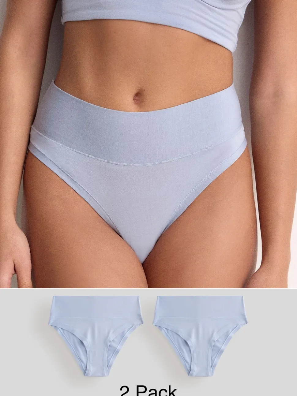 Blue High Waist High Leg Ultimate Comfort Knickers 2 Pack
