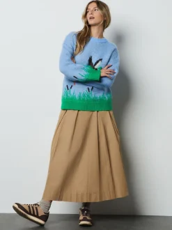 Blue Mallard Duck Graphic Brushed Crew Neck Jumper