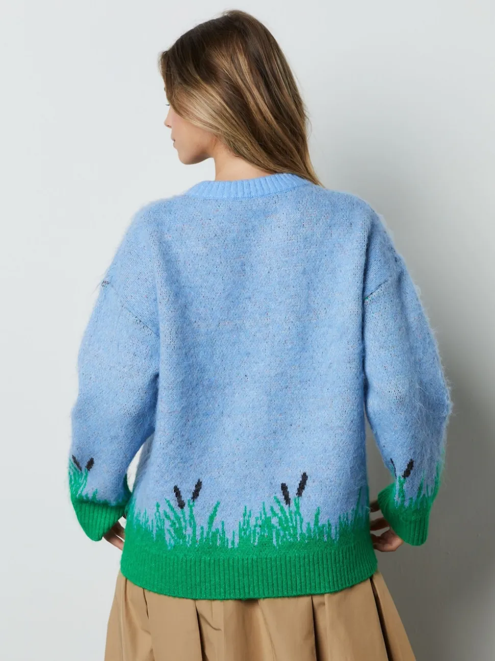 Blue Mallard Duck Graphic Brushed Crew Neck Jumper