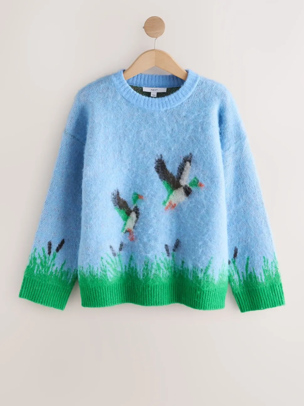Blue Mallard Duck Graphic Brushed Crew Neck Jumper