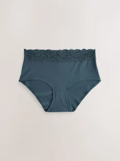 Blue Midi Cotton and Lace Knickers 7 Pack