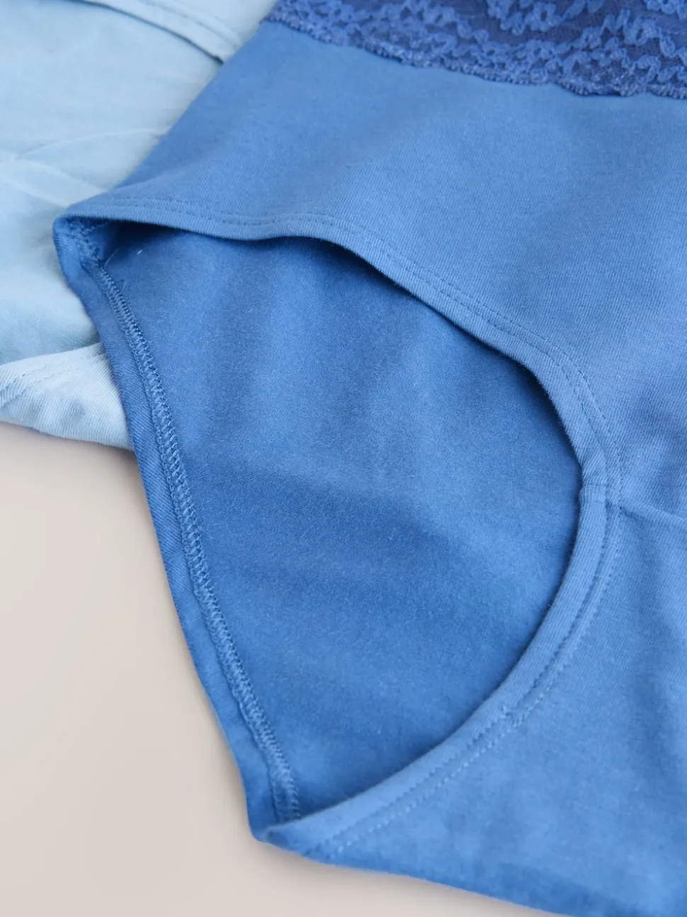 Blue Midi Cotton and Lace Knickers 7 Pack