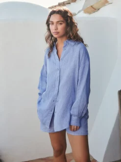 Blue N. Premium 100% Linen Shorts