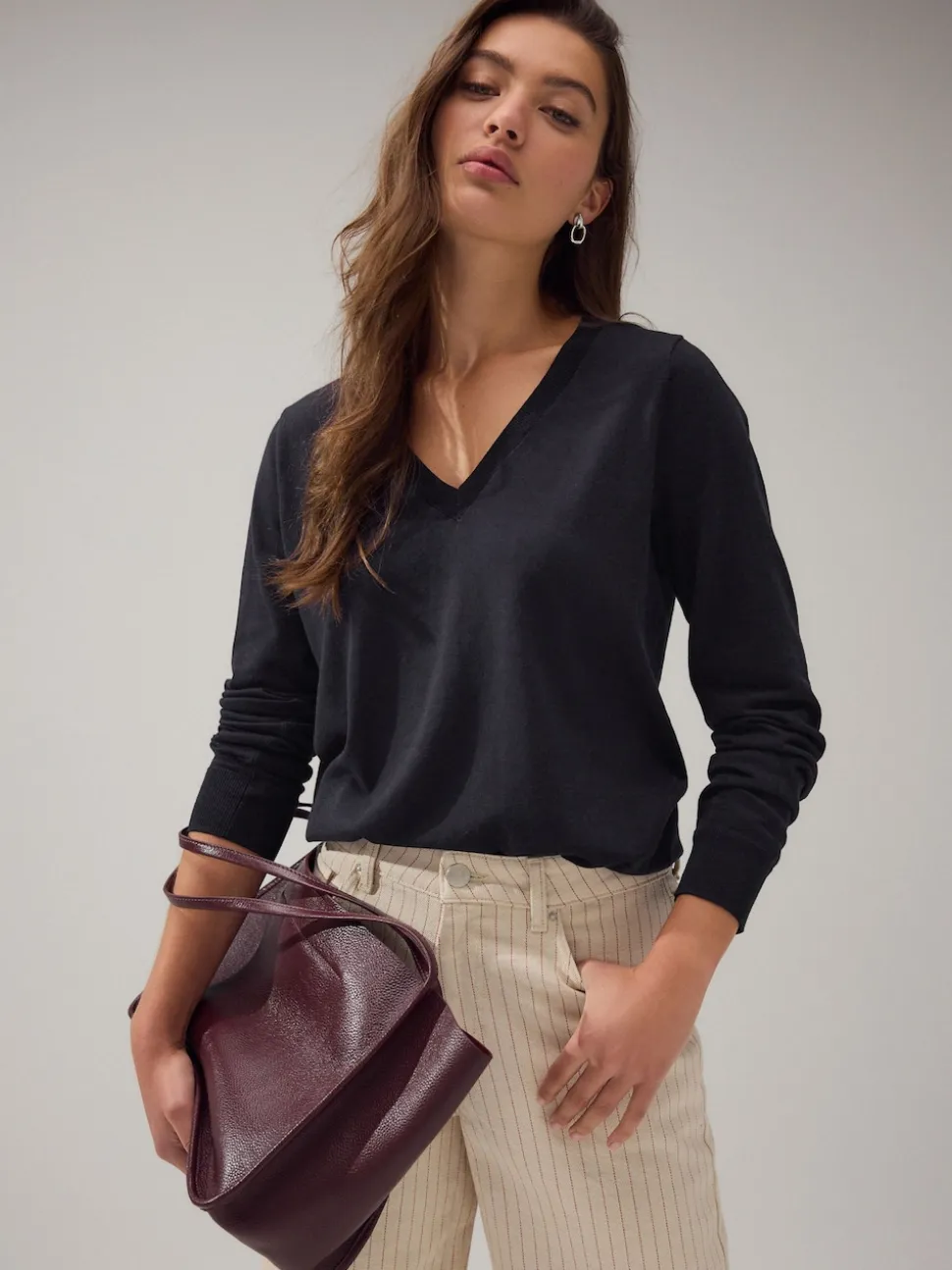 Blue Navy Soft Touch V-Neck Cotton Rich Jumper
