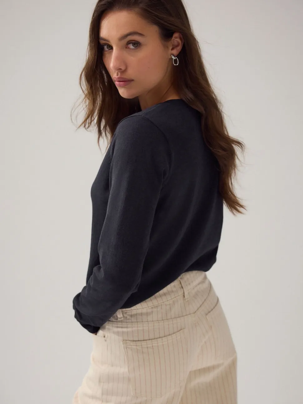 Blue Navy Soft Touch V-Neck Cotton Rich Jumper