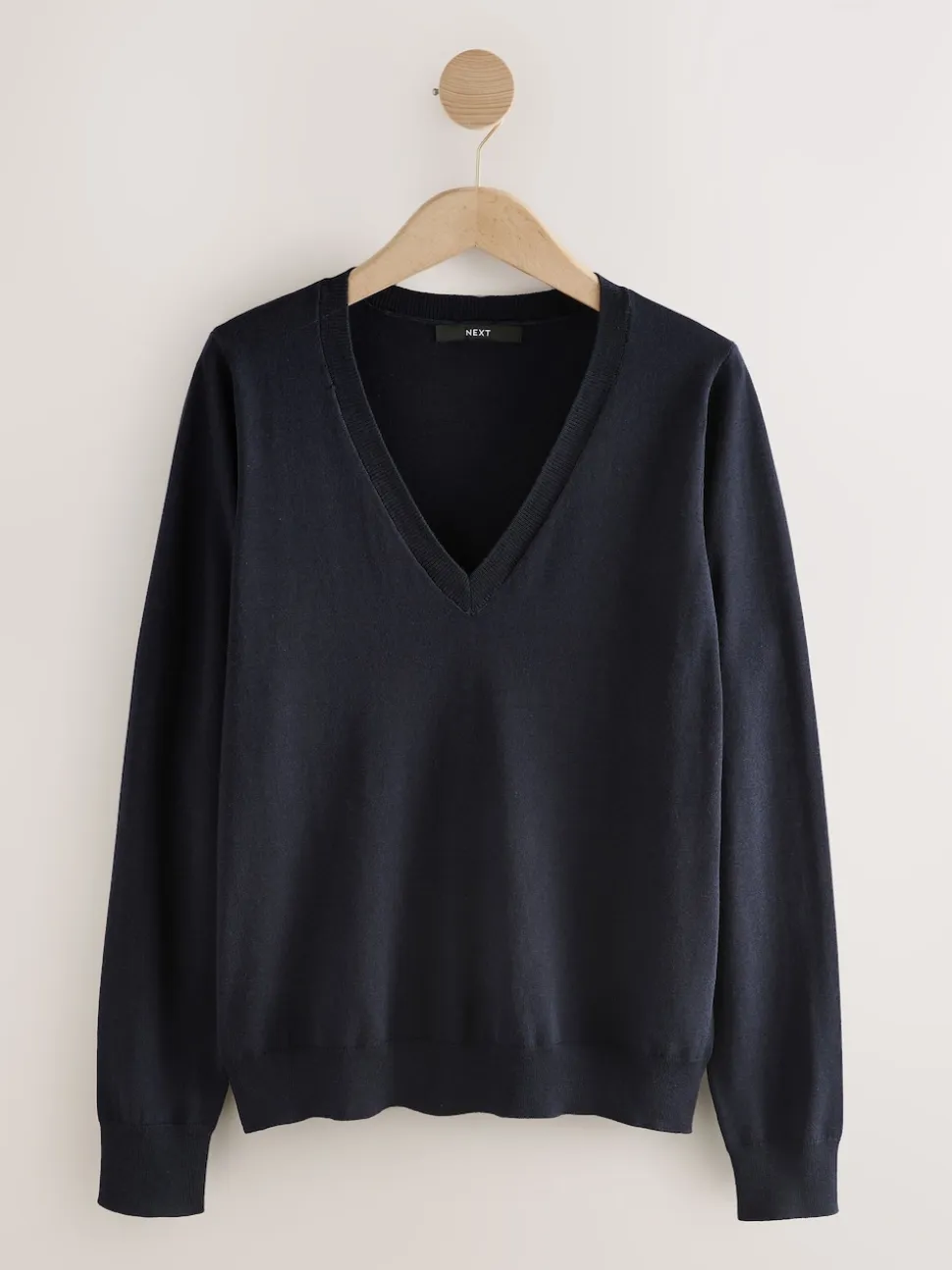 Blue Navy Soft Touch V-Neck Cotton Rich Jumper