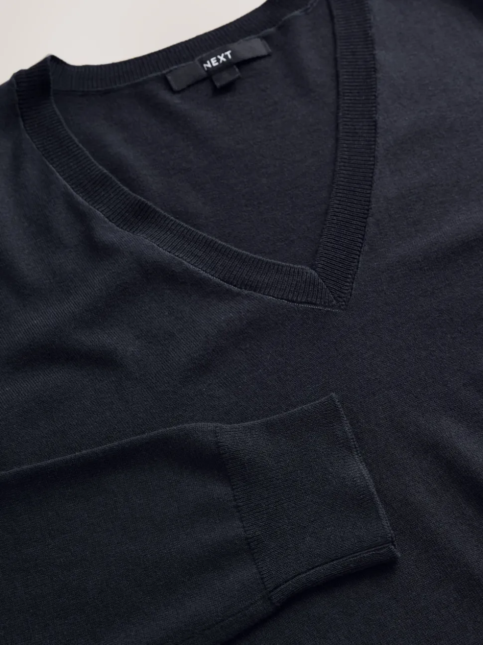 Blue Navy Soft Touch V-Neck Cotton Rich Jumper