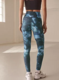 Blue Paint Print Power Active Sports Leggings