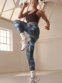 Blue Paint Print Power Active Sports Leggings
