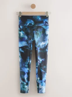 Blue Paint Print Power Active Sports Leggings
