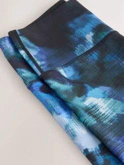 Blue Paint Print Power Active Sports Leggings