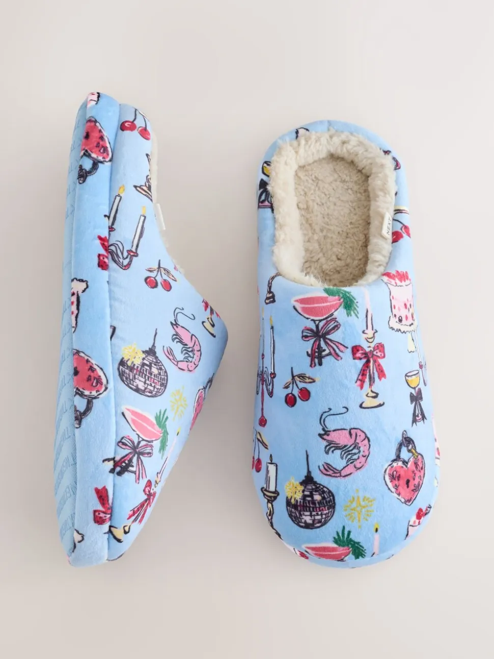 Blue Plush Mule Slippers
