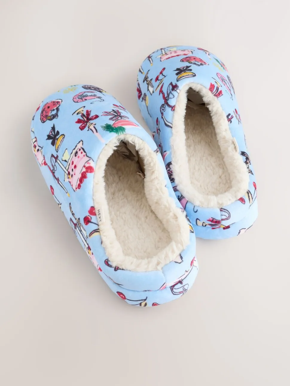 Blue Plush Mule Slippers