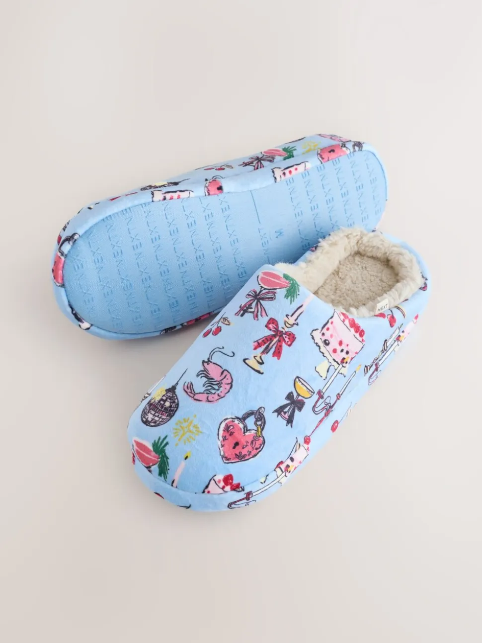 Blue Plush Mule Slippers