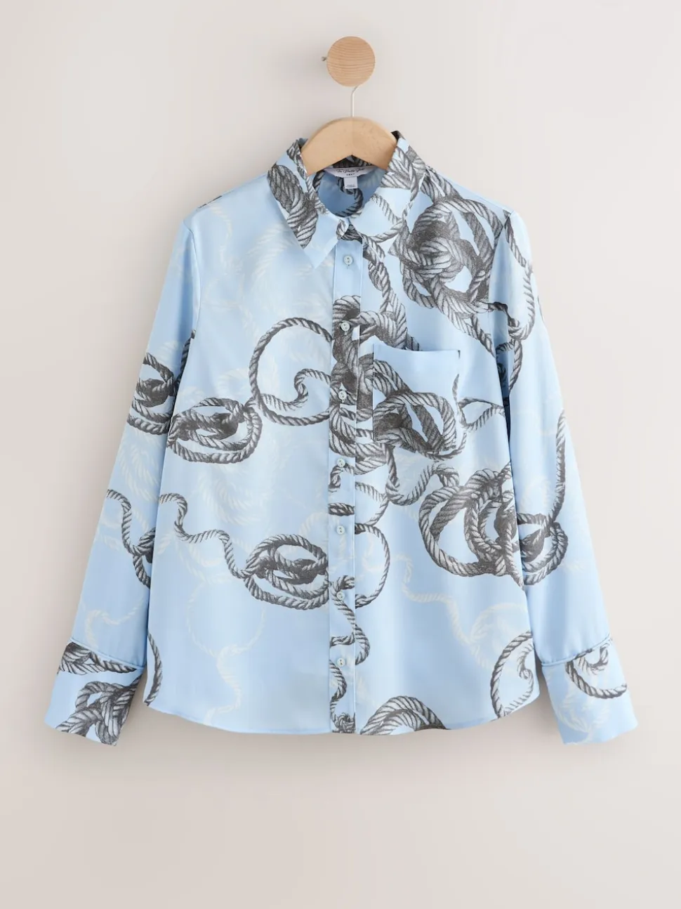Blue Rope Print Long Sleeve Shirt