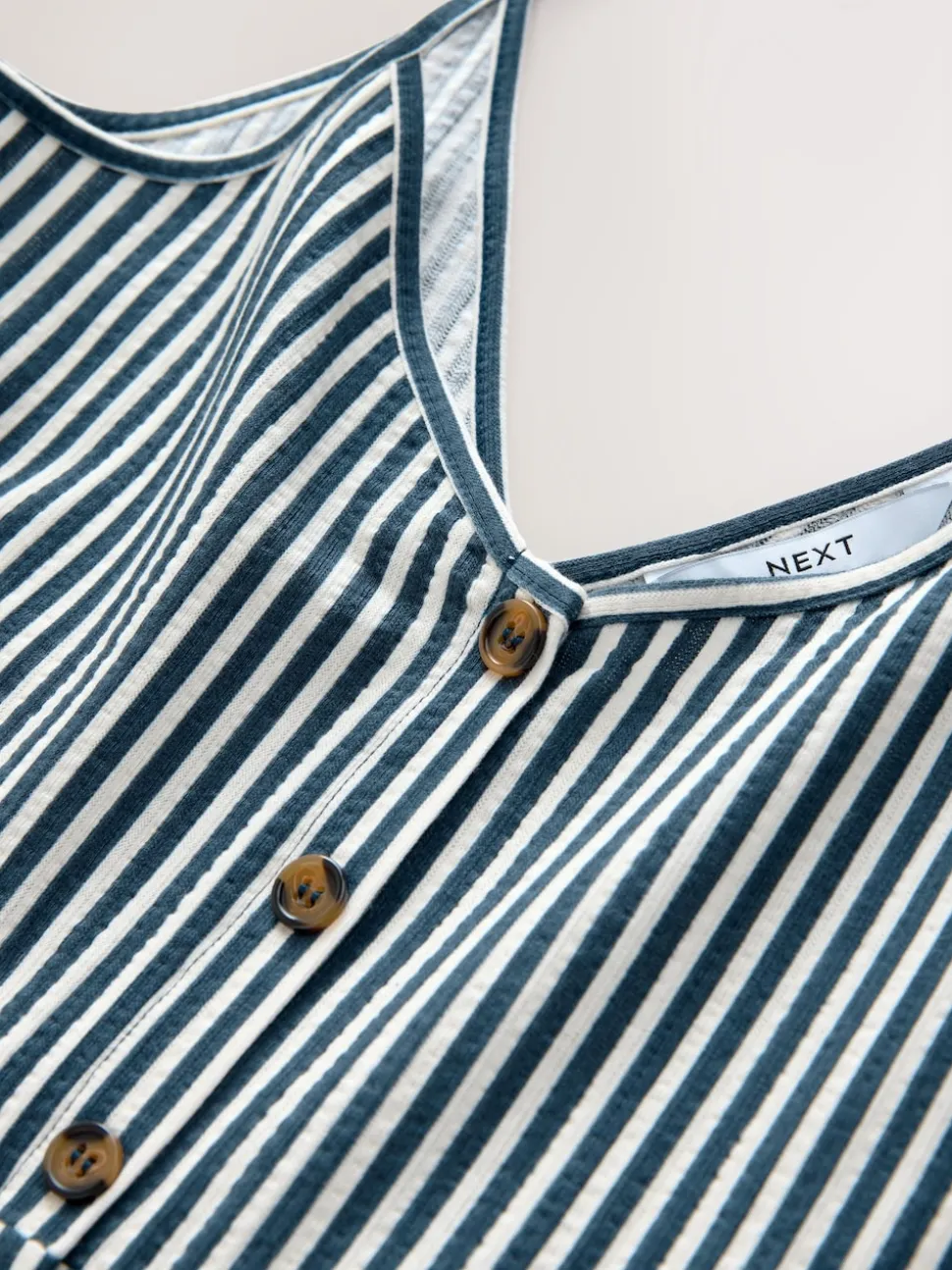 Blue Stripe Jersey Button Down Midi Dress