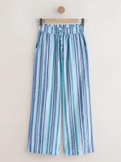 Blue Stripe Pull On Wide Leg Trousers