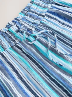 Blue Stripe Pull On Wide Leg Trousers