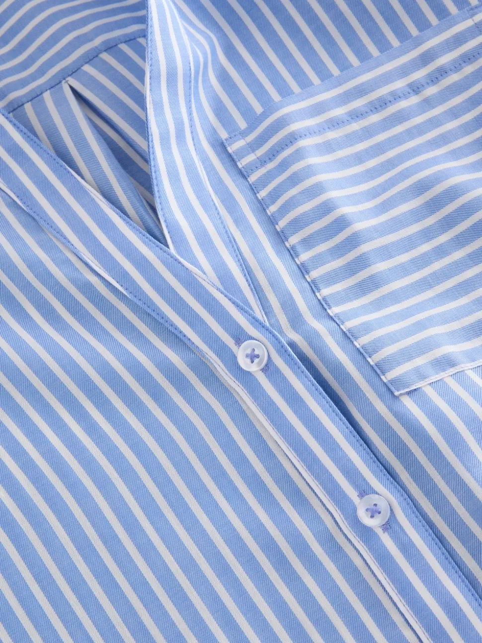 Blue Stripe Soft Relaxed Long Sleeve V Neck Shirt