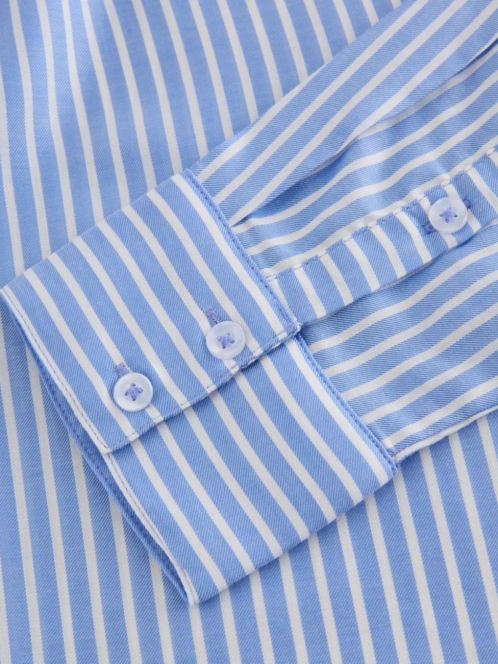 Blue Stripe Soft Relaxed Long Sleeve V Neck Shirt