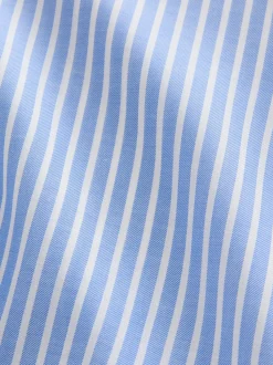 Blue Stripe Soft Relaxed Long Sleeve V Neck Shirt