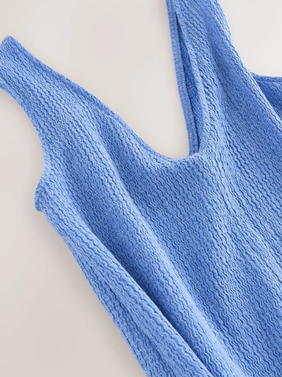 Blue Textured Jersey Slip Dress
