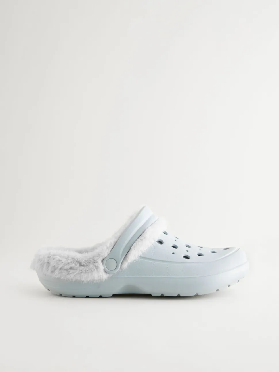 Blue Womens Faux Fur Lined Clogs Slippers