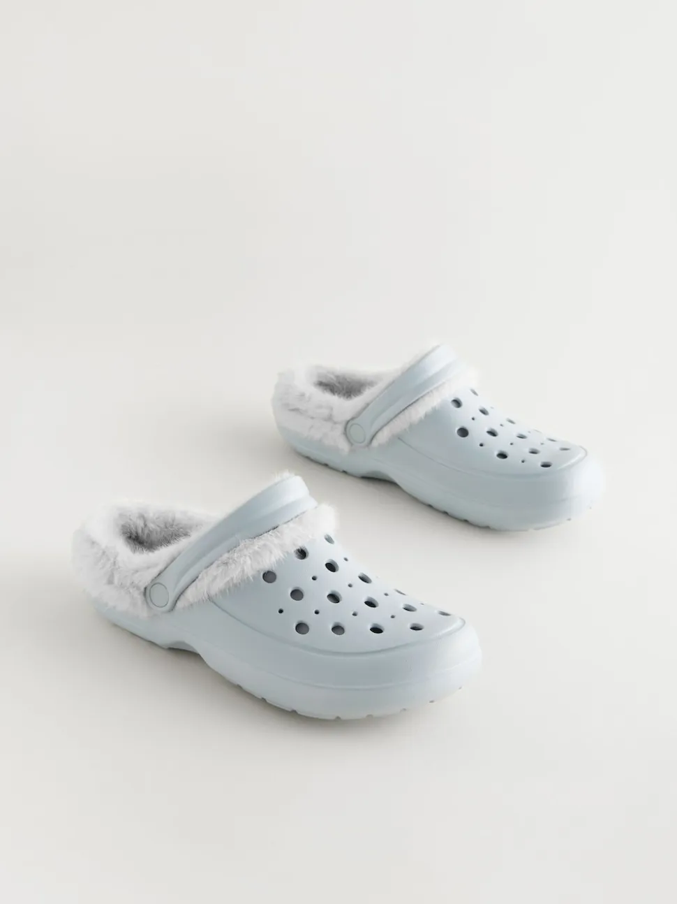Blue Womens Faux Fur Lined Clogs Slippers