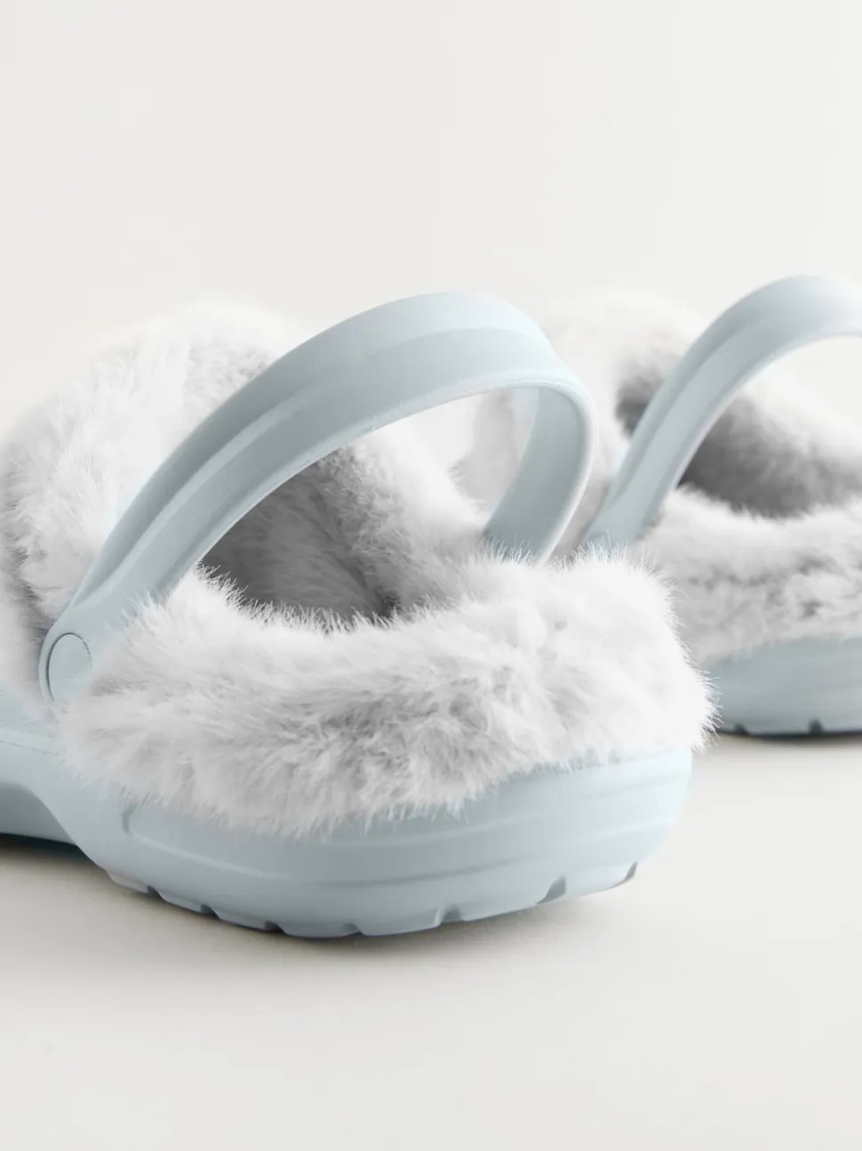 Blue Womens Faux Fur Lined Clogs Slippers