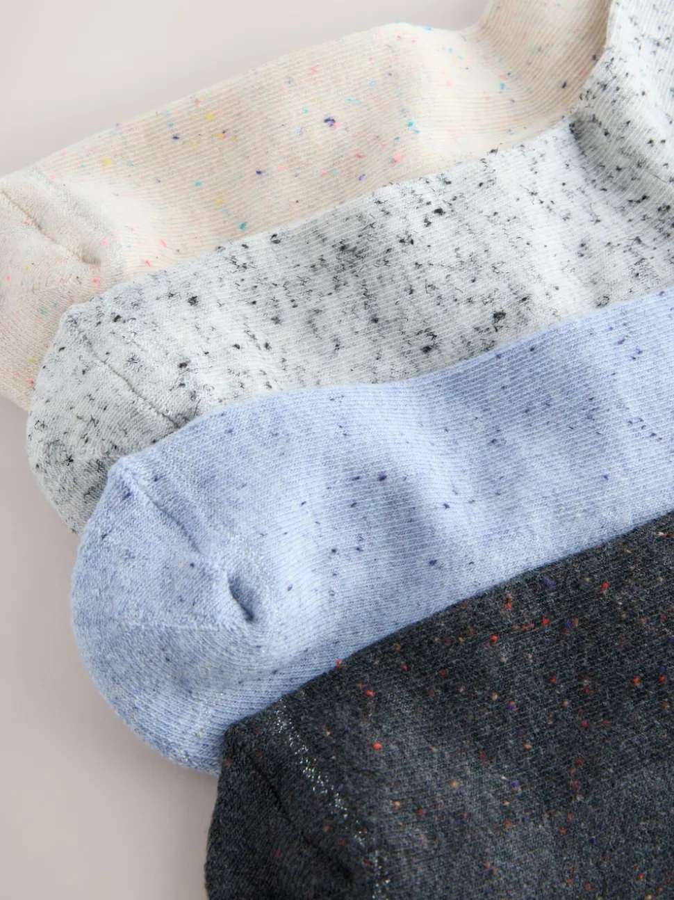 Blue/Grey Neppy Cushion Sole Socks 4 Pack