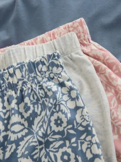 Blue/Grey/Pink Floral Short Set Pyjamas 3 Pack