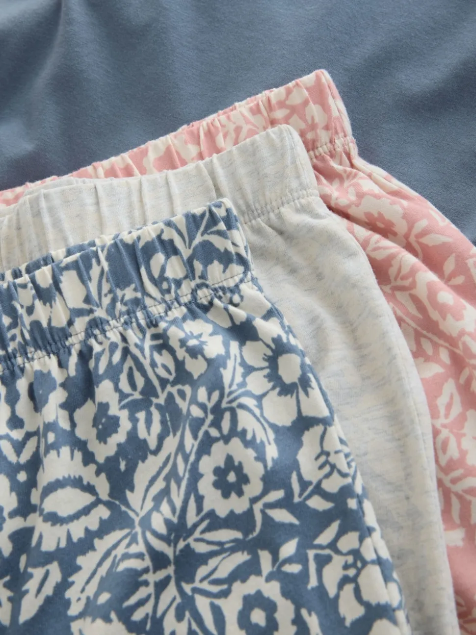 Blue/Grey/Pink Floral Short Set Pyjamas 3 Pack