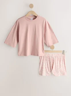 Blue/Grey/Pink Floral Short Set Pyjamas 3 Pack