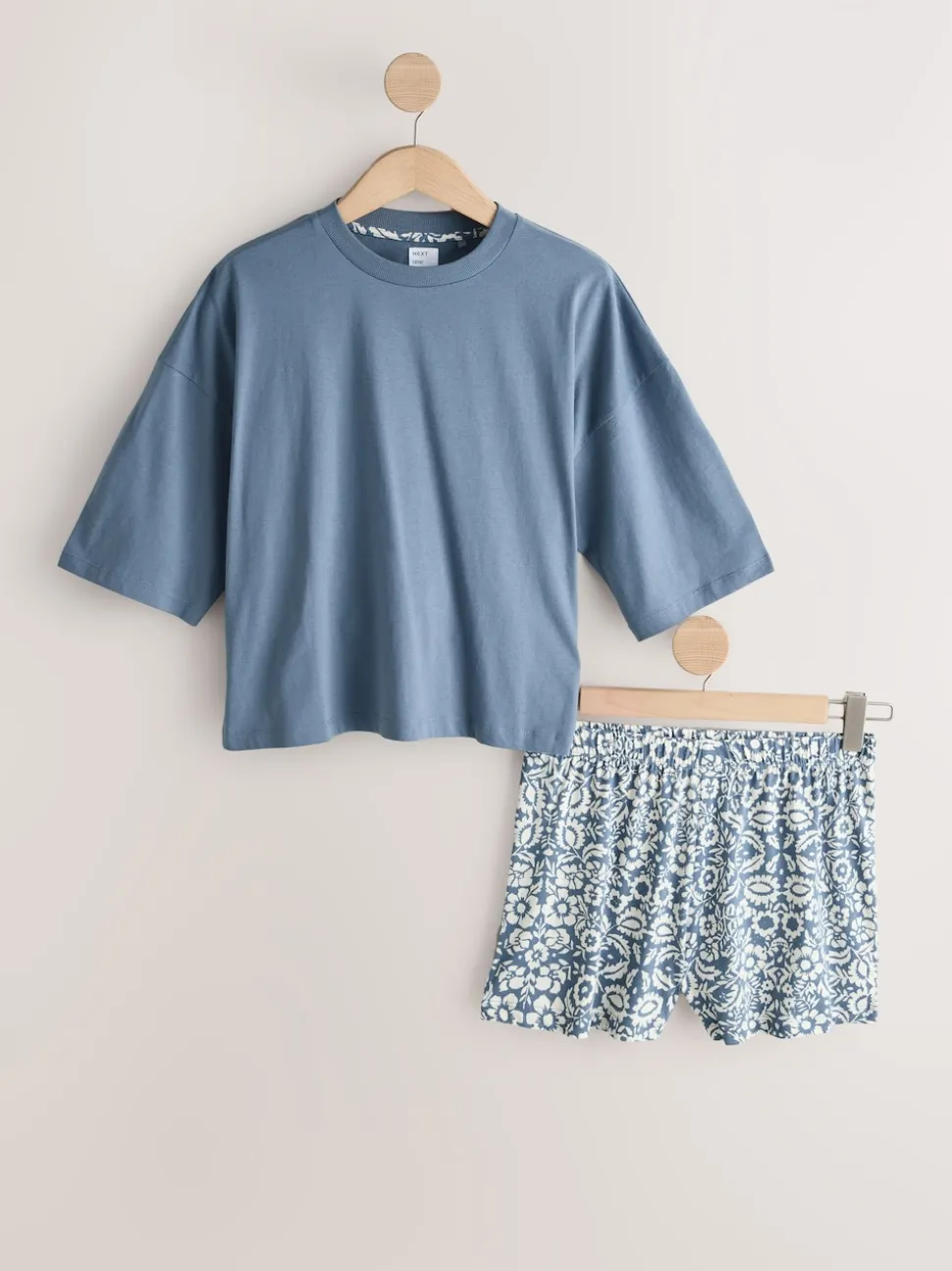 Blue/Grey/Pink Floral Short Set Pyjamas 3 Pack