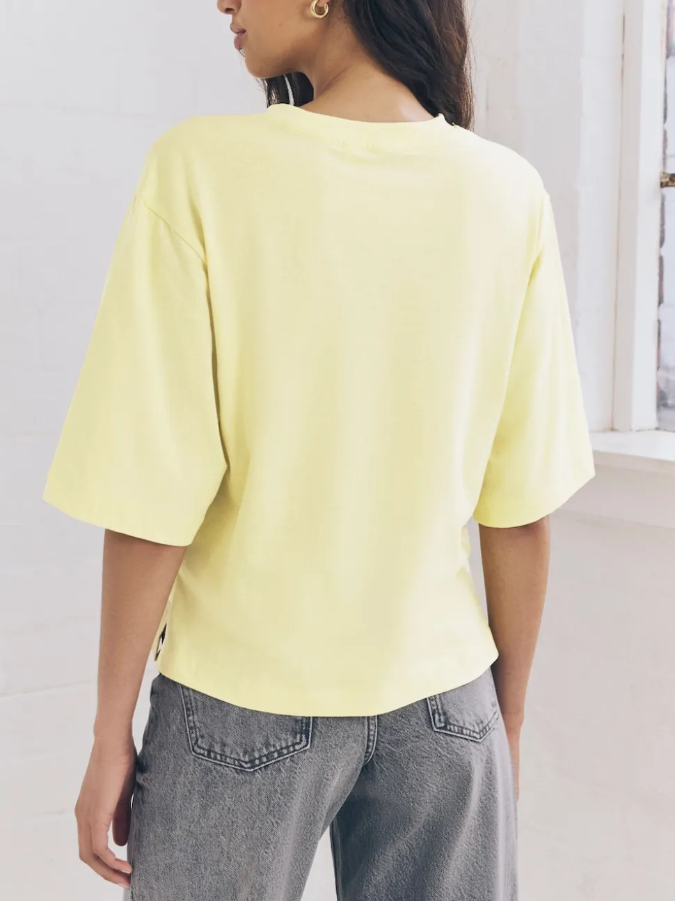 Blue/Lemon Yellow/Neutral Elbow Length Crew Neck 100% Cotton T-Shirts 3 Pack