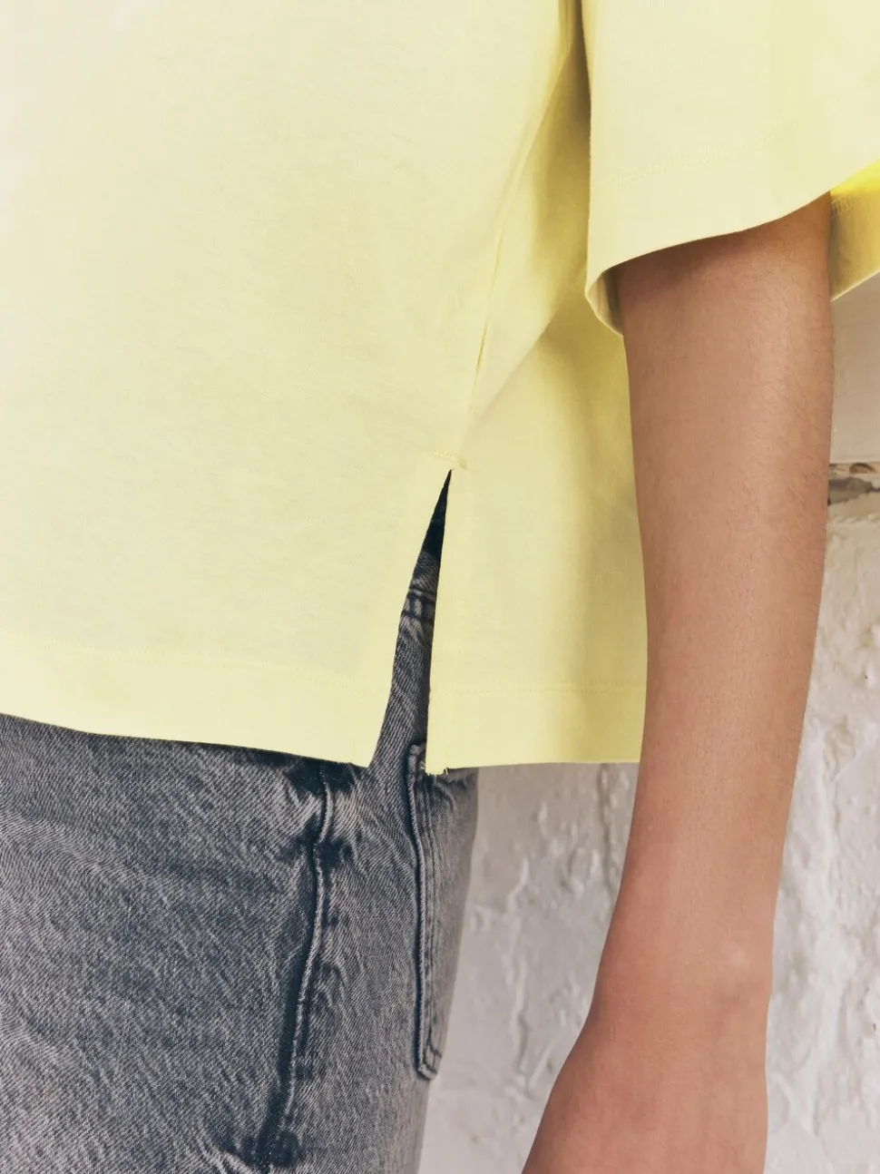 Blue/Lemon Yellow/Neutral Elbow Length Crew Neck 100% Cotton T-Shirts 3 Pack