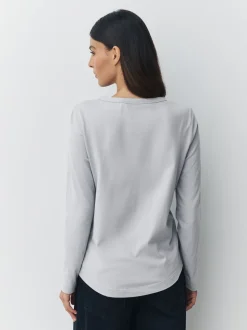 Blue/Navy/Cream/Grey Long Sleeve Crew Neck T-Shirts 5 Pack