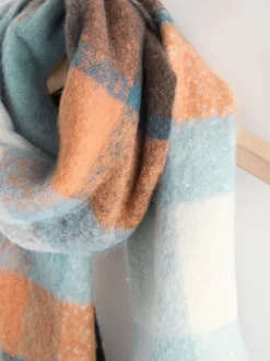 Blue/Orange Heavyweight Brushed Blanket Scarf