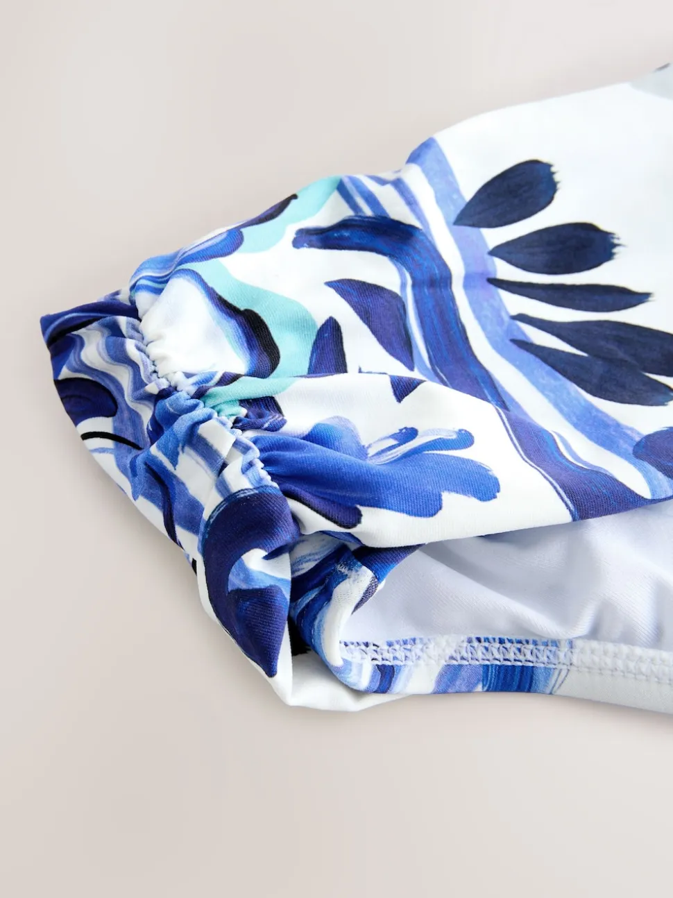 Blue/White Flora Roll Top Bikini Bottoms