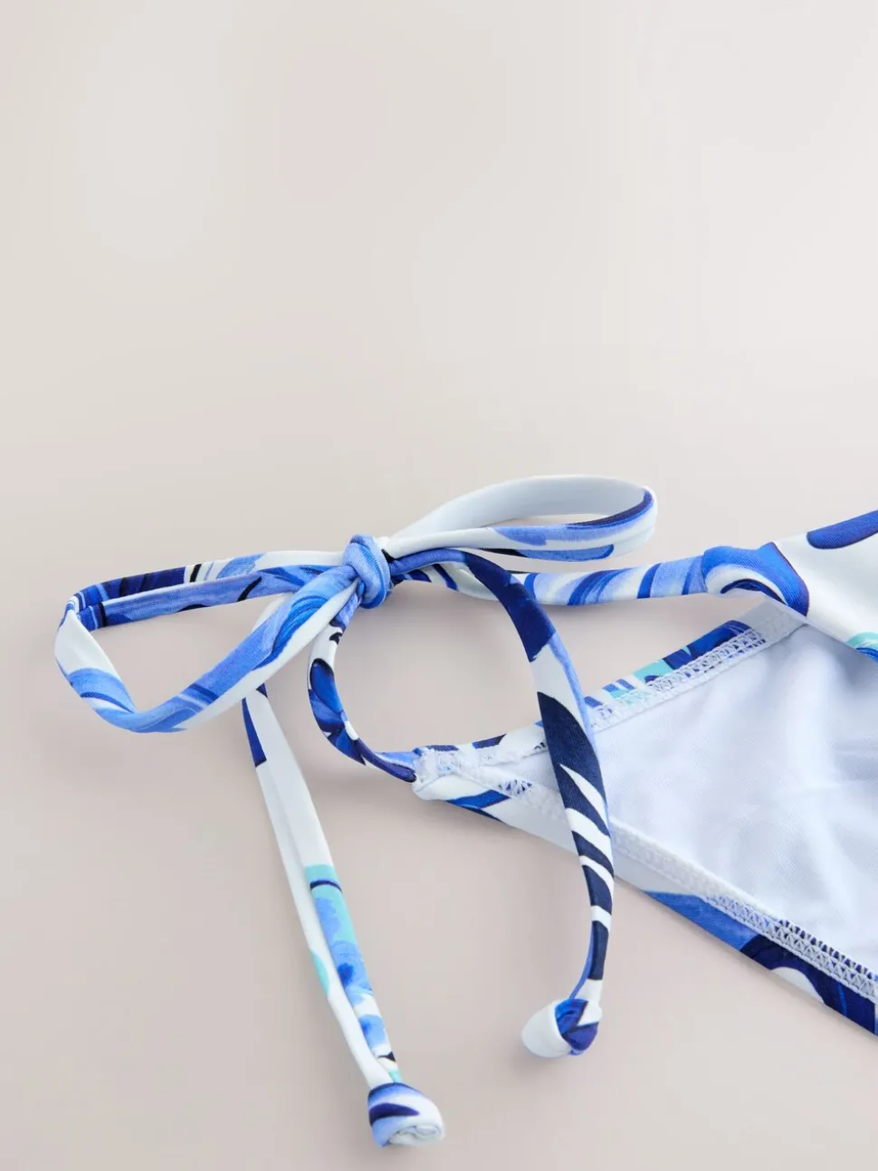 Blue/White Floral Tie Side Bikini Bottoms
